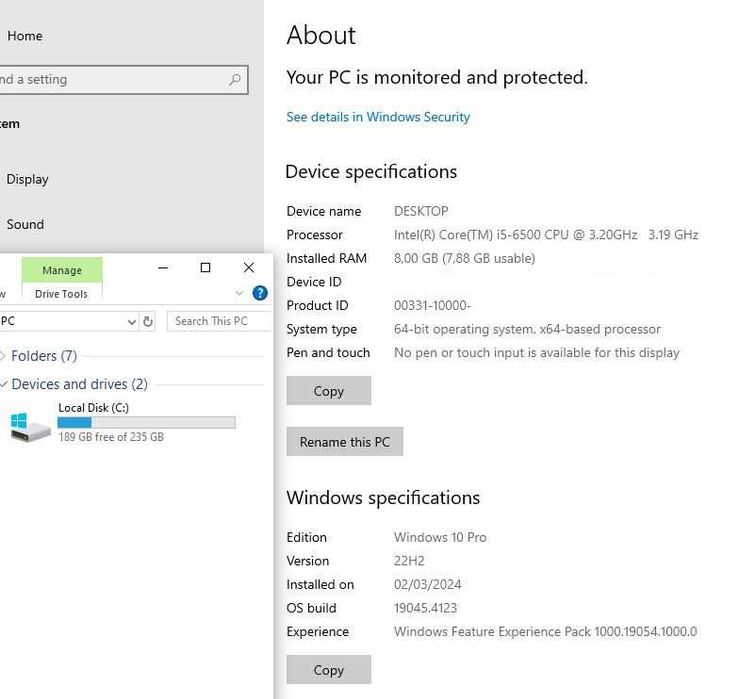 HP Elitedesk 800 G2 - Windows 10 PRO