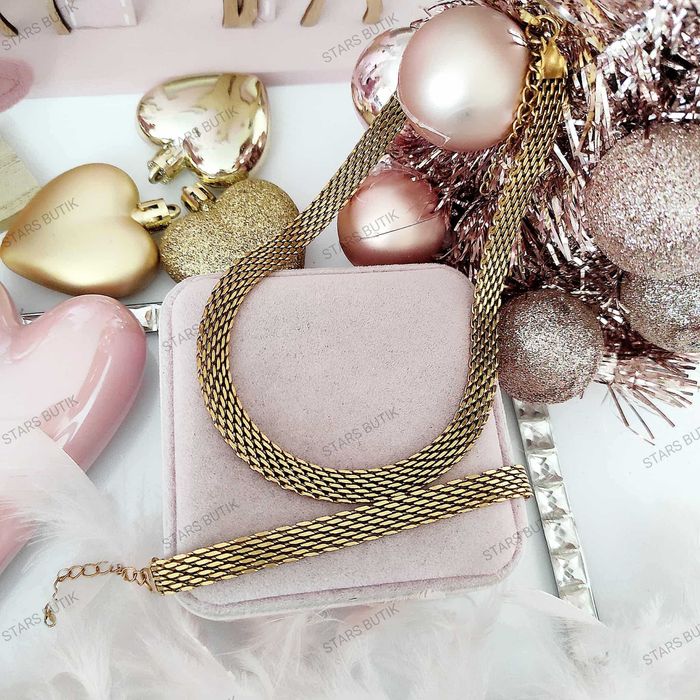 Szeroki łańcuszek choker pleciony stal chirurgiczna 316L unikat