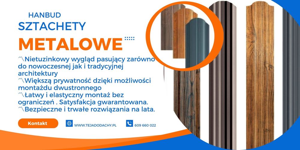 Sztachety metalowe - Bogata kolorystyka, różne wzory i szerokości