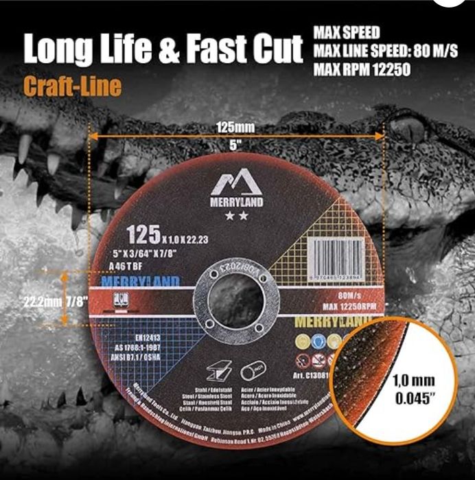 Tarcza tnąca MERRYLAND do szlifierki kątowej 25 sztuk