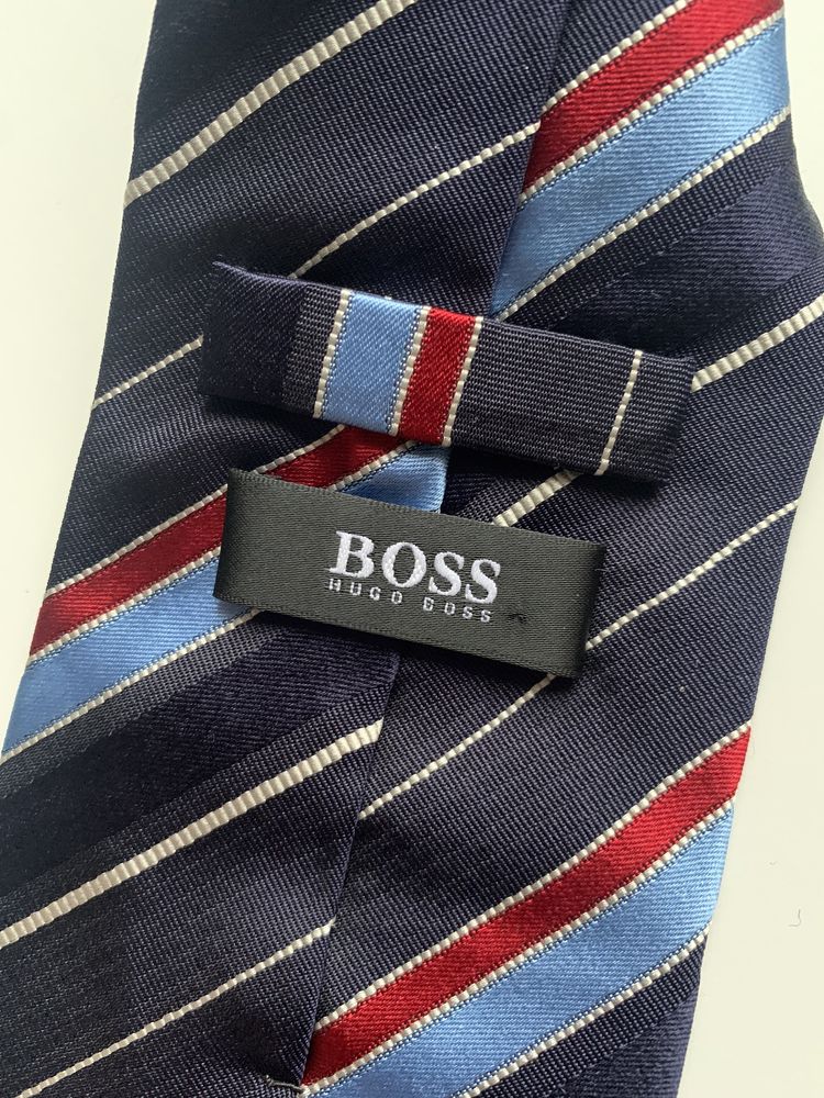 Krawat jedwabny Hugo Boss w paski 100% jedwab