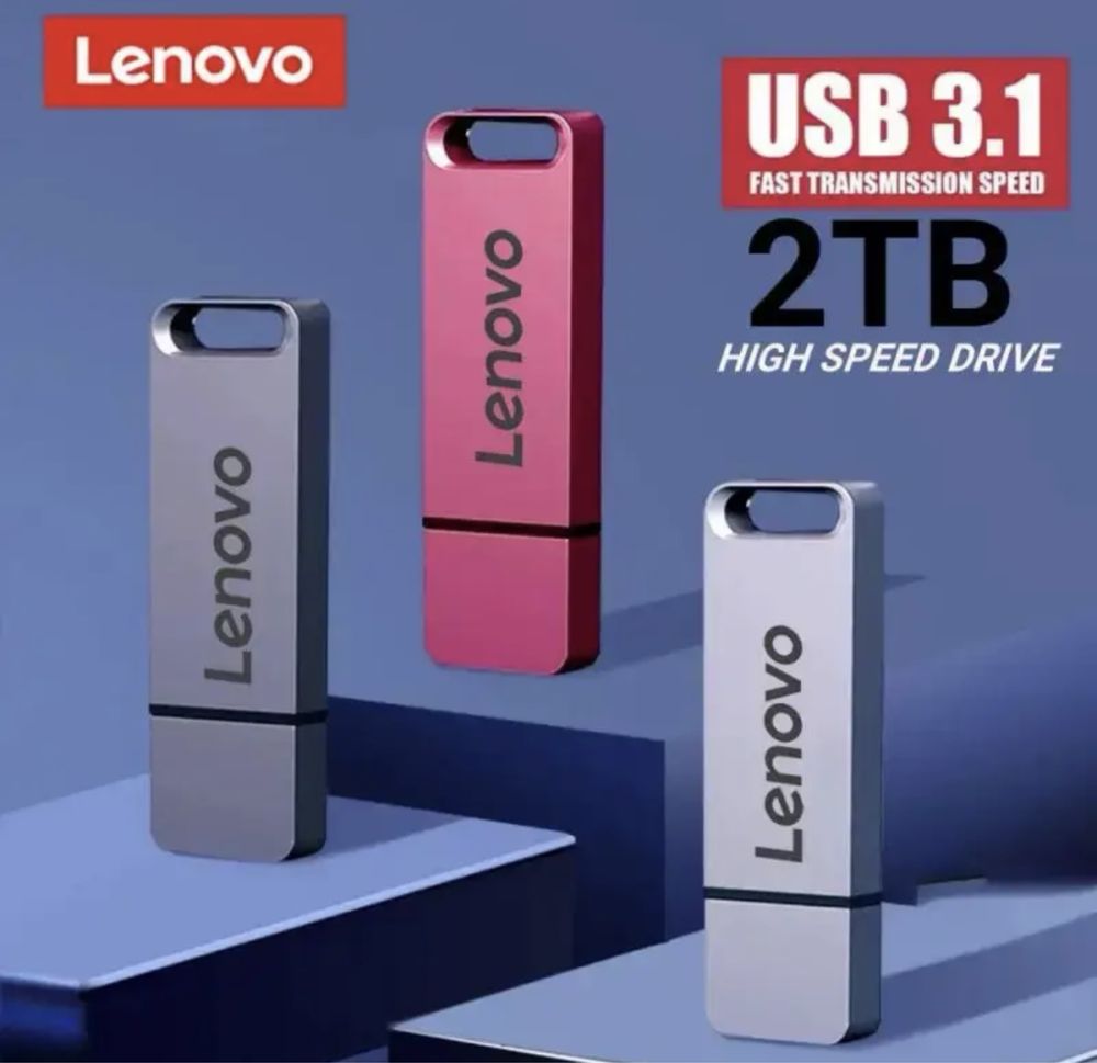 Флеш накопичувач флешка Lenovo 2TB 16TB USB 3.1 + 2 перехідника