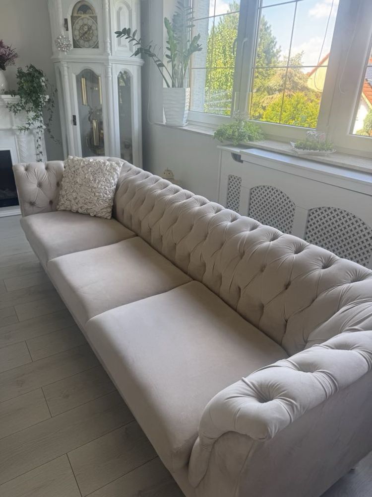 Sofa trzyosobowa pikowana modern chesterfield  black red white