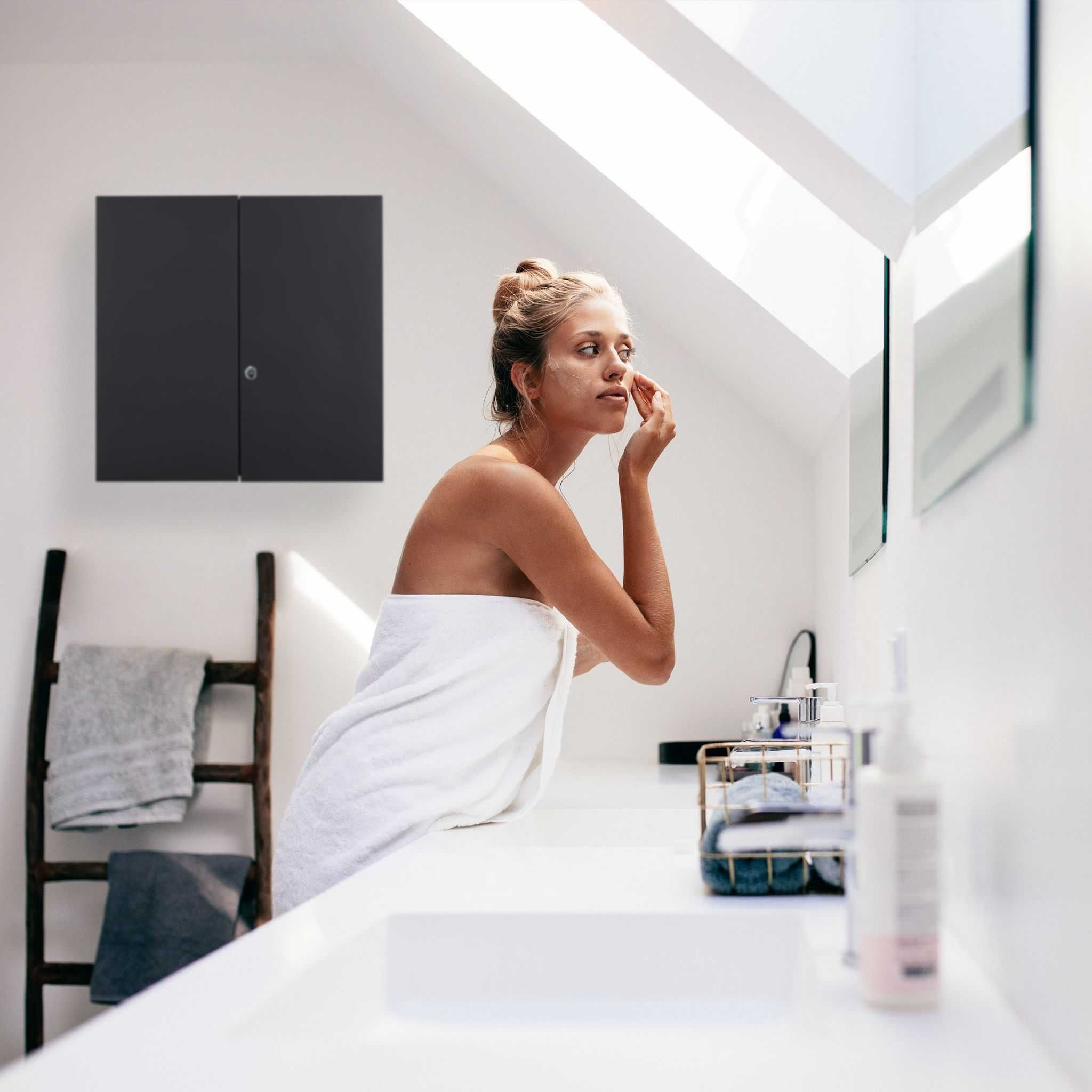 Apteczka domowa XXL 2-drzwiowa czarna Relaxdays