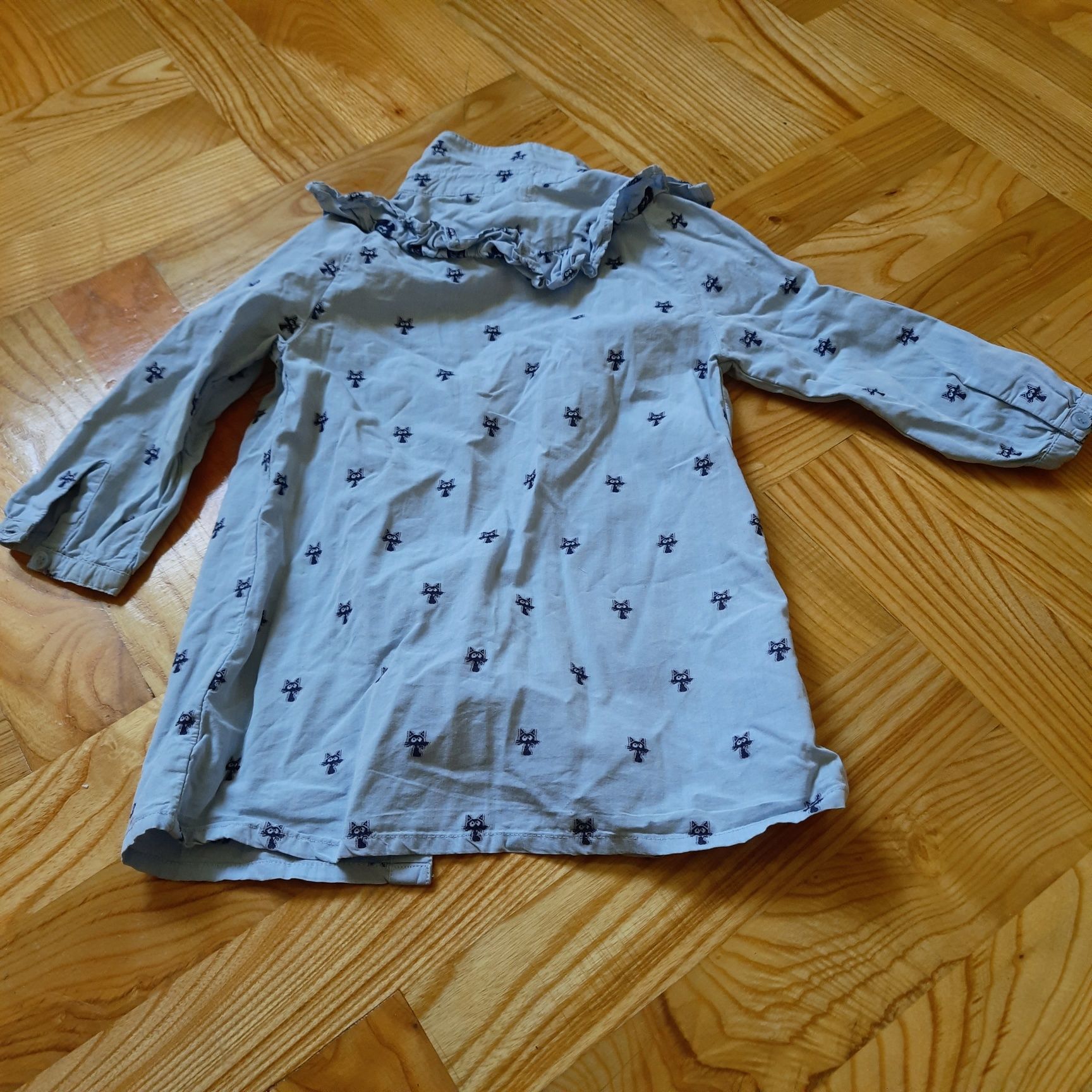Sukienka tunika koszula next 86 niebieski 8w kotki
