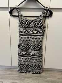 Sukienka we wzory czarno biała xs 34 na ramiączkach