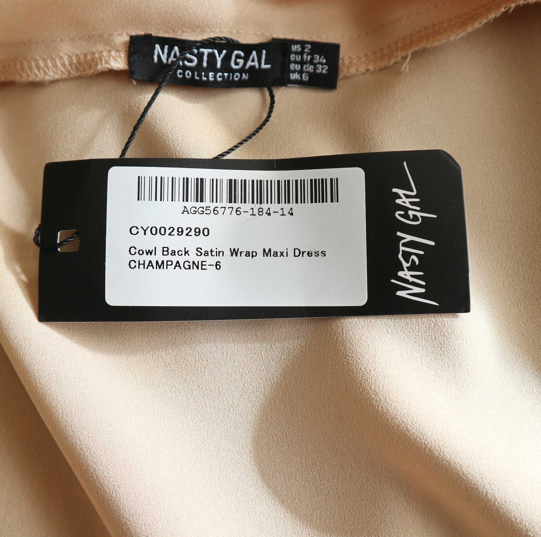 NASTY GAL | sukienka kopertowa maxi NOWA 32/34
