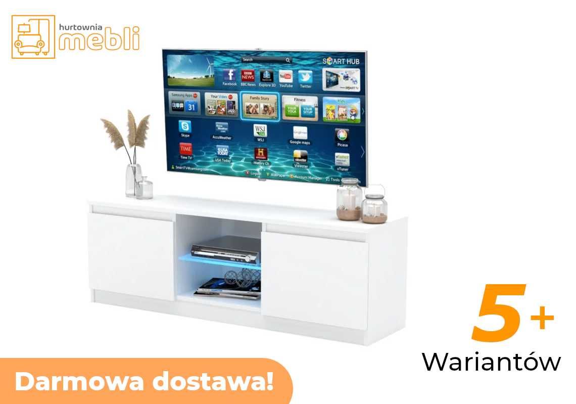 Szafka pod telewizor nowoczesna RTV DUO 120cm Biała Mat