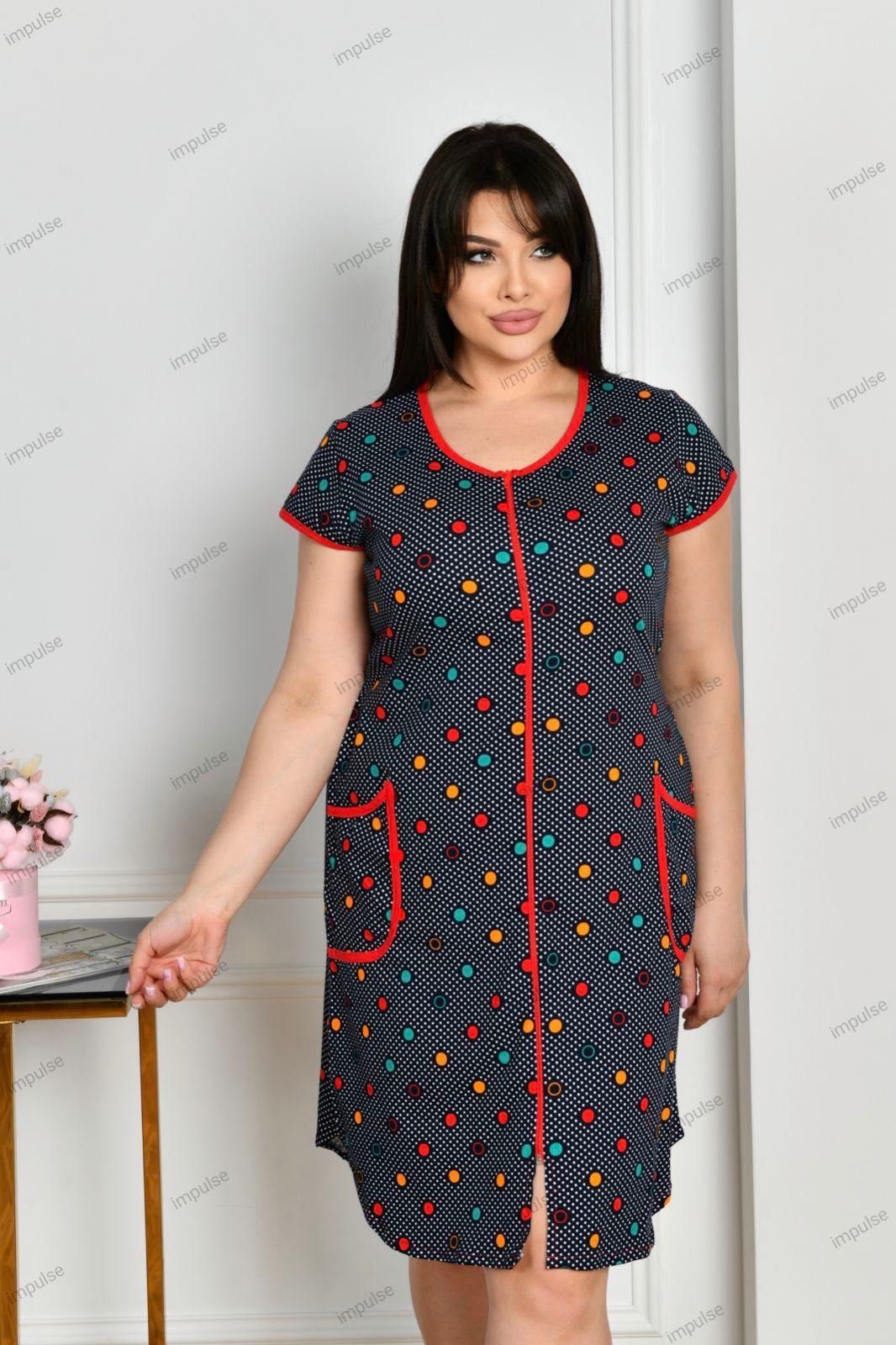 Женский трикотажный халат на змейке норма 2XL-5XL разные цвета