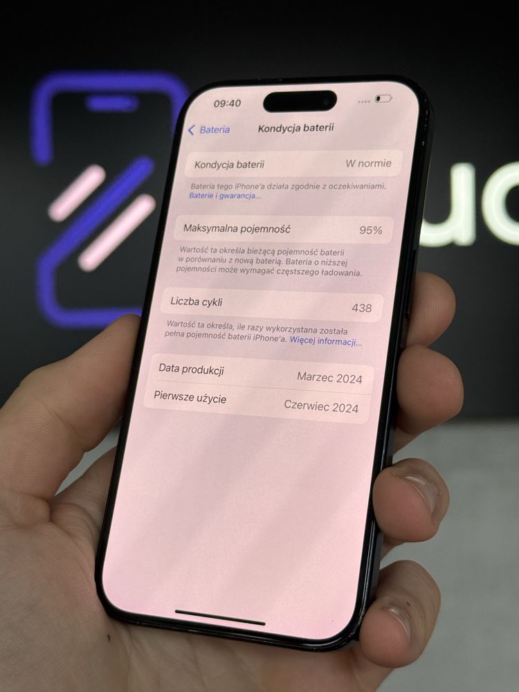 RATY 0% iPhone 15 Pro 128GB BATERIA 95% GWARANCJA 12 miesięcy!!!