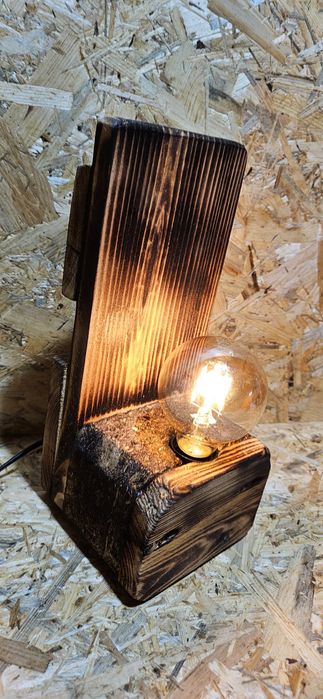 Lampa kinkiet lampka z drewna loft