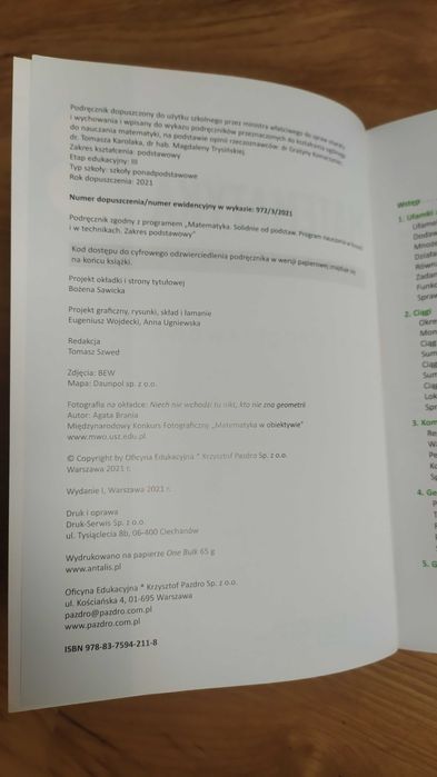 Matematyka 3, podręcznik, zakres podstawowy, Pazdro