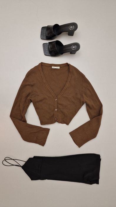 Sweter sweterek kardigan brązowy wiskoza