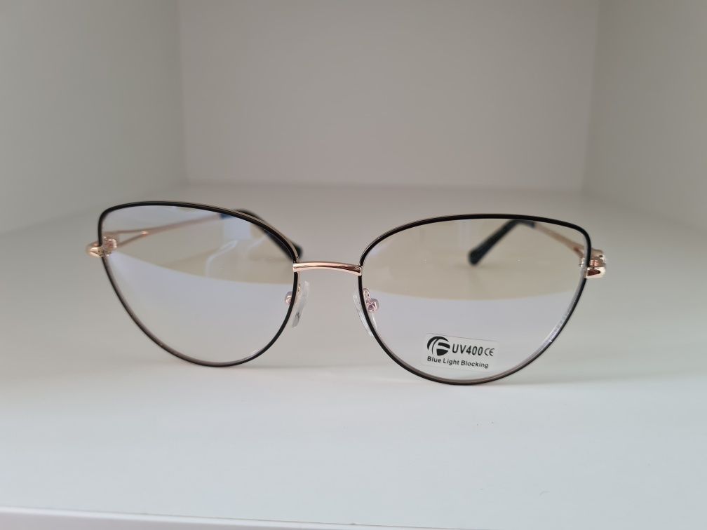 Nowe Okulary Oprawki Aluminiowe Kocie Oczy Złote z Diamentem UV400