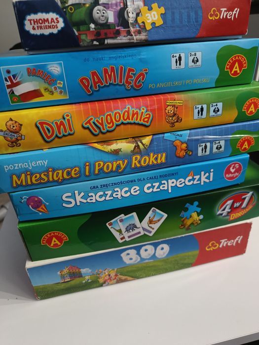 Zestaw gier planszowych i edukacyjnych puzzle