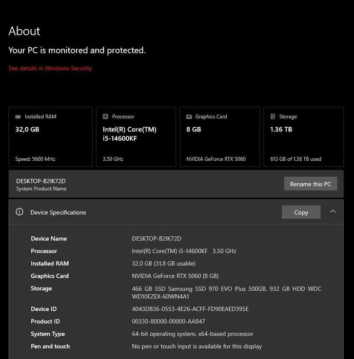 Продаю ігровий ПК. Новий, на гарантії (RTX 5060, i5-14600KF, 32GB RAM)