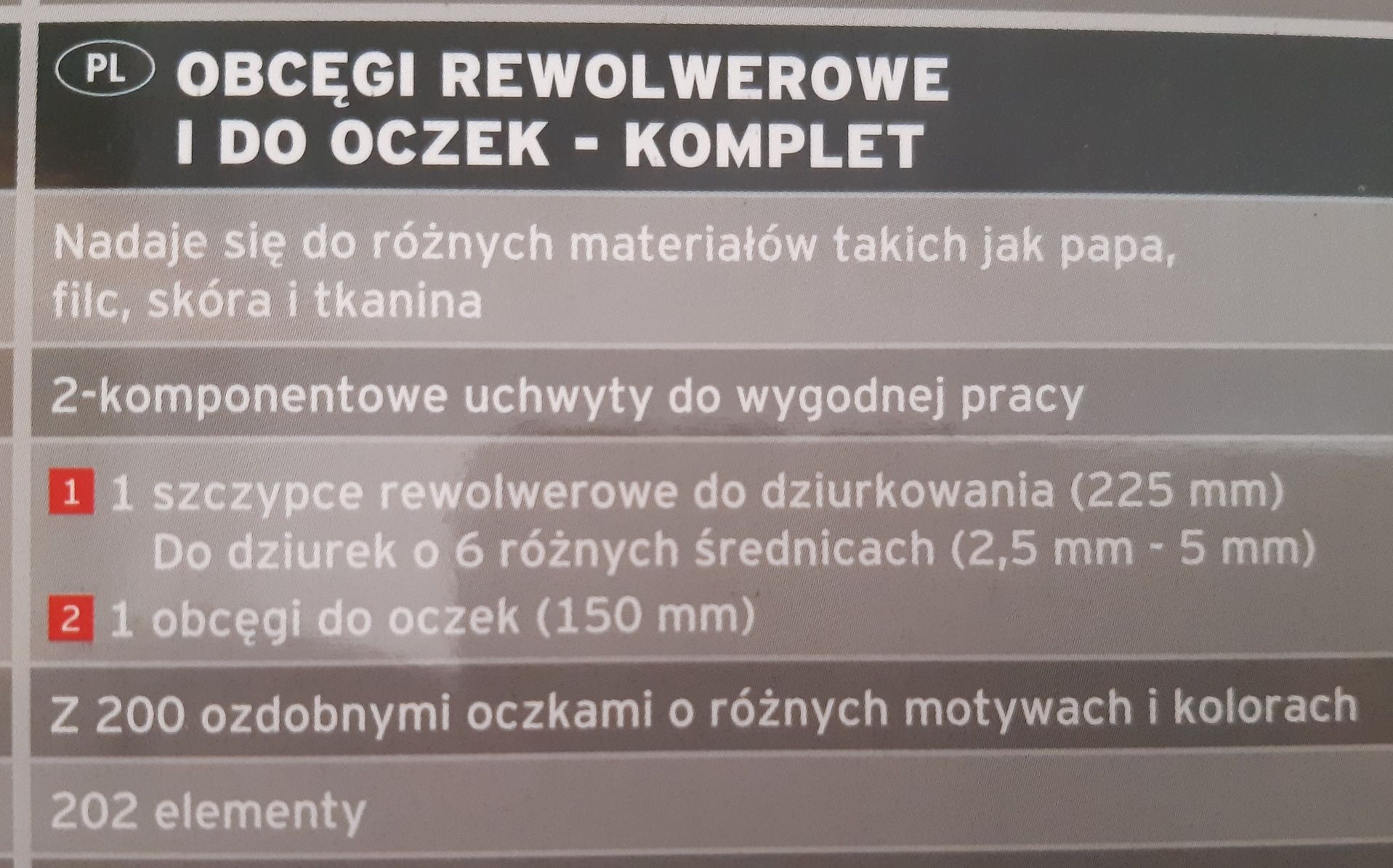 Obcęgi rewolwerowe i do oczek