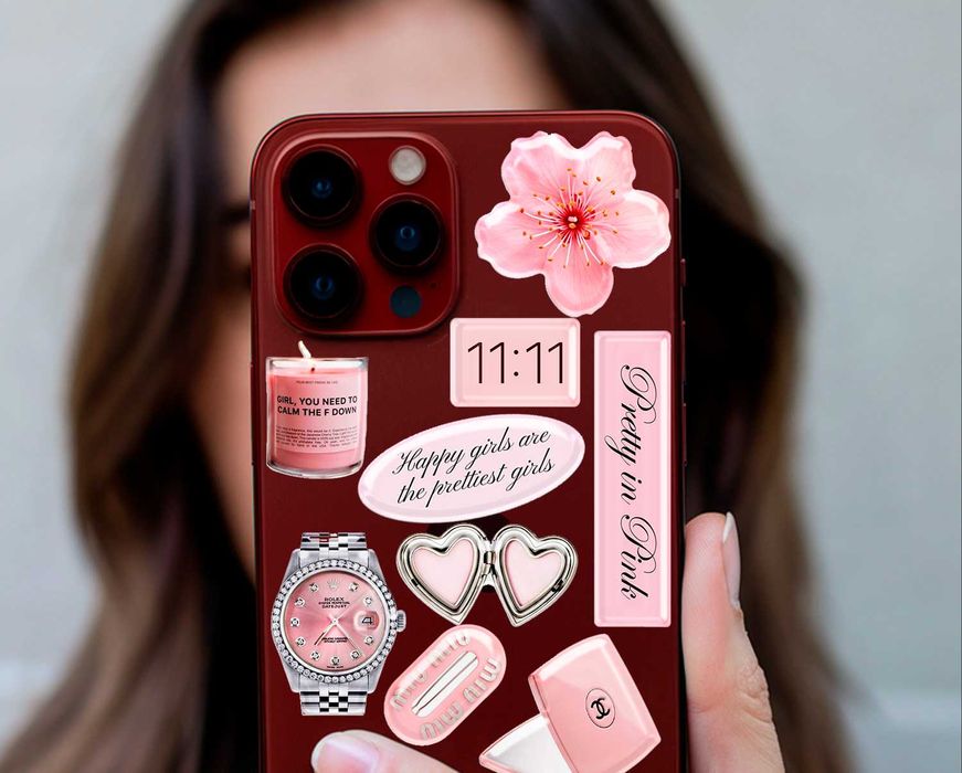 Estetyczne 3d naklejki wypukłe afirmacyjna na telefon laptop Różowy