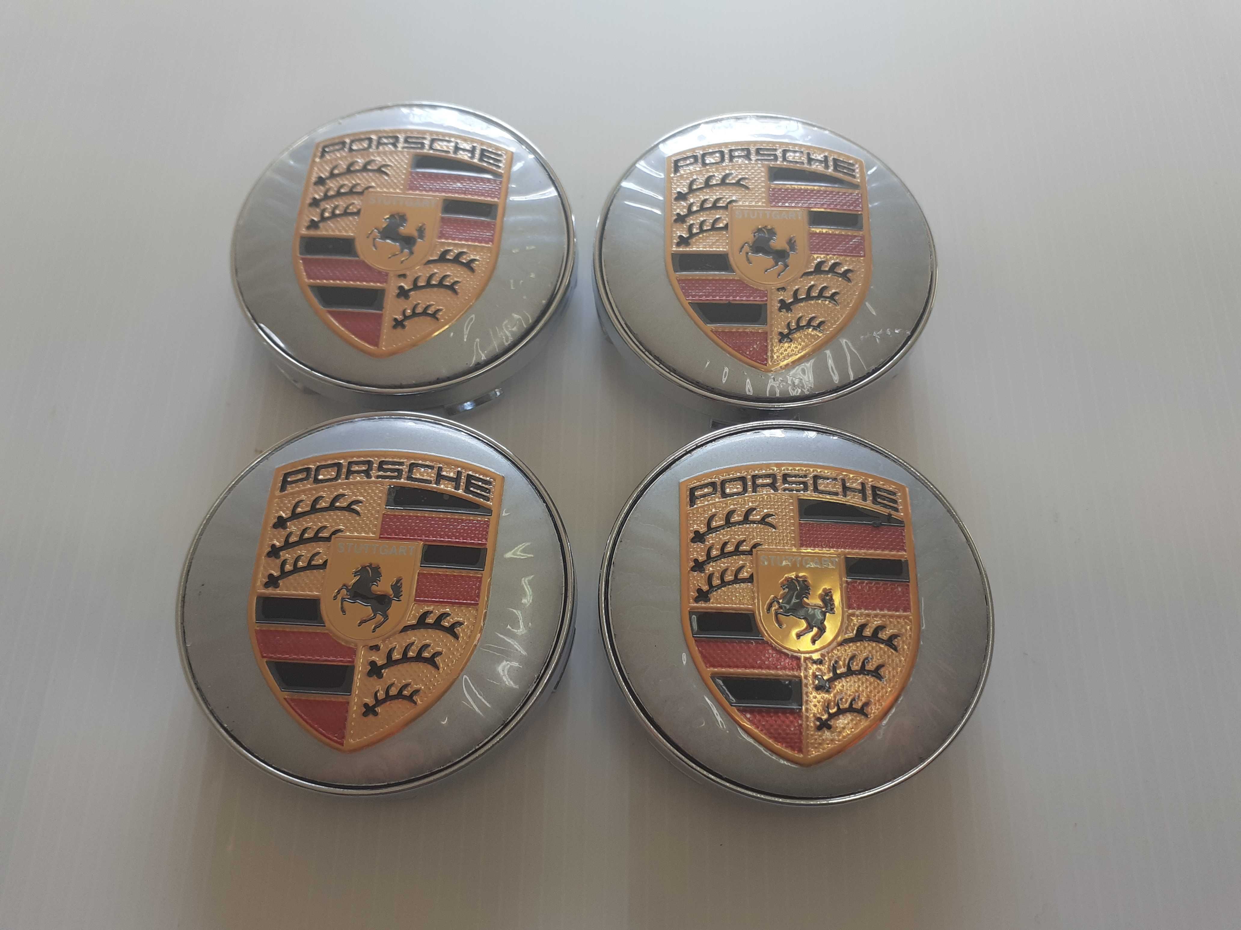 Centros/tampas de jante completos Porsche com 56, 60, 65, 68 e 76 mm