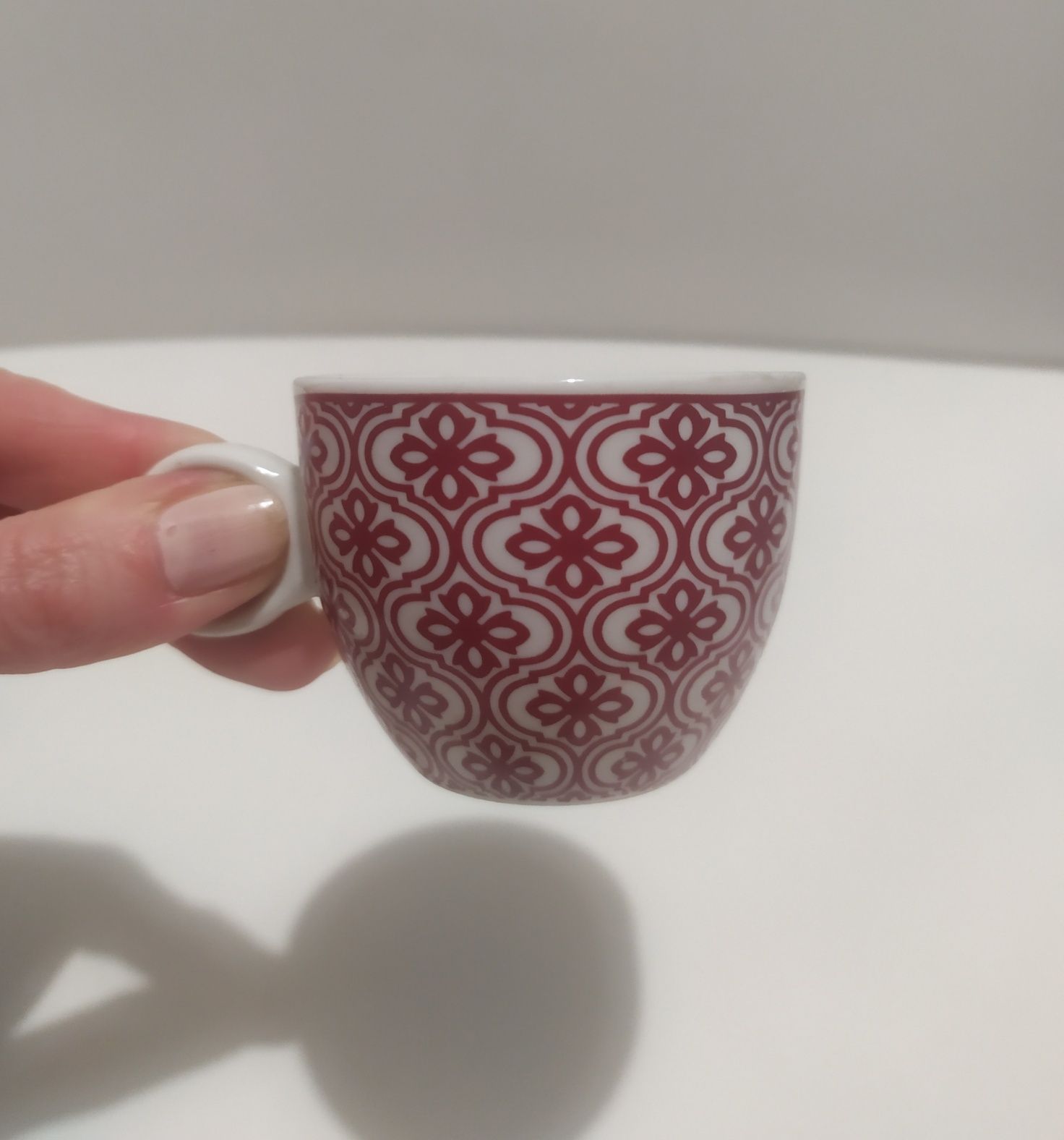 Filiżanka do espresso czerwona mini wzór ornament klasyk boho