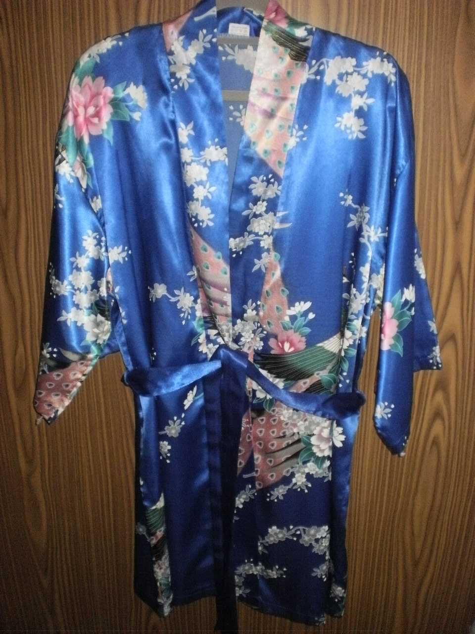 Szlafrok z jedwabiu w piękne wzory roz,  M/XL