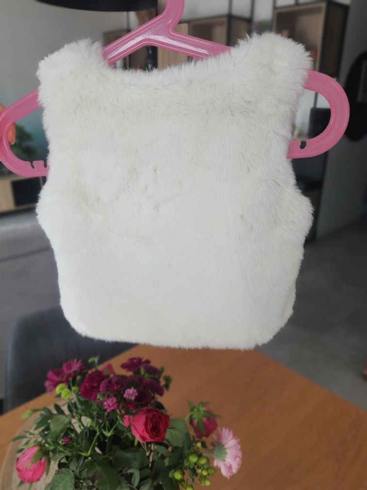 Futerko, kamizelka, bezrękawnik, h&m, chrzest, białe, rozmiar 80