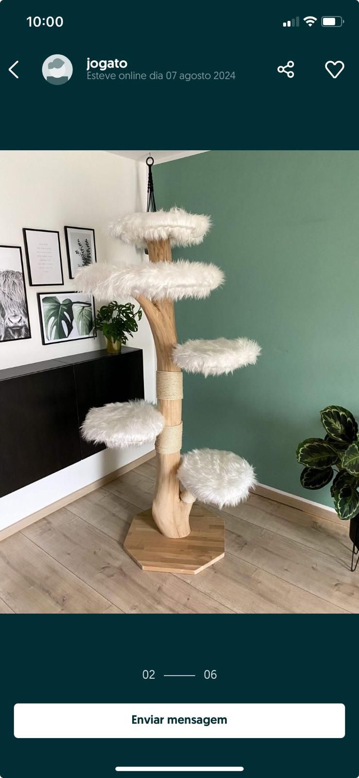 Vendo arranhador novo em tronco natural .