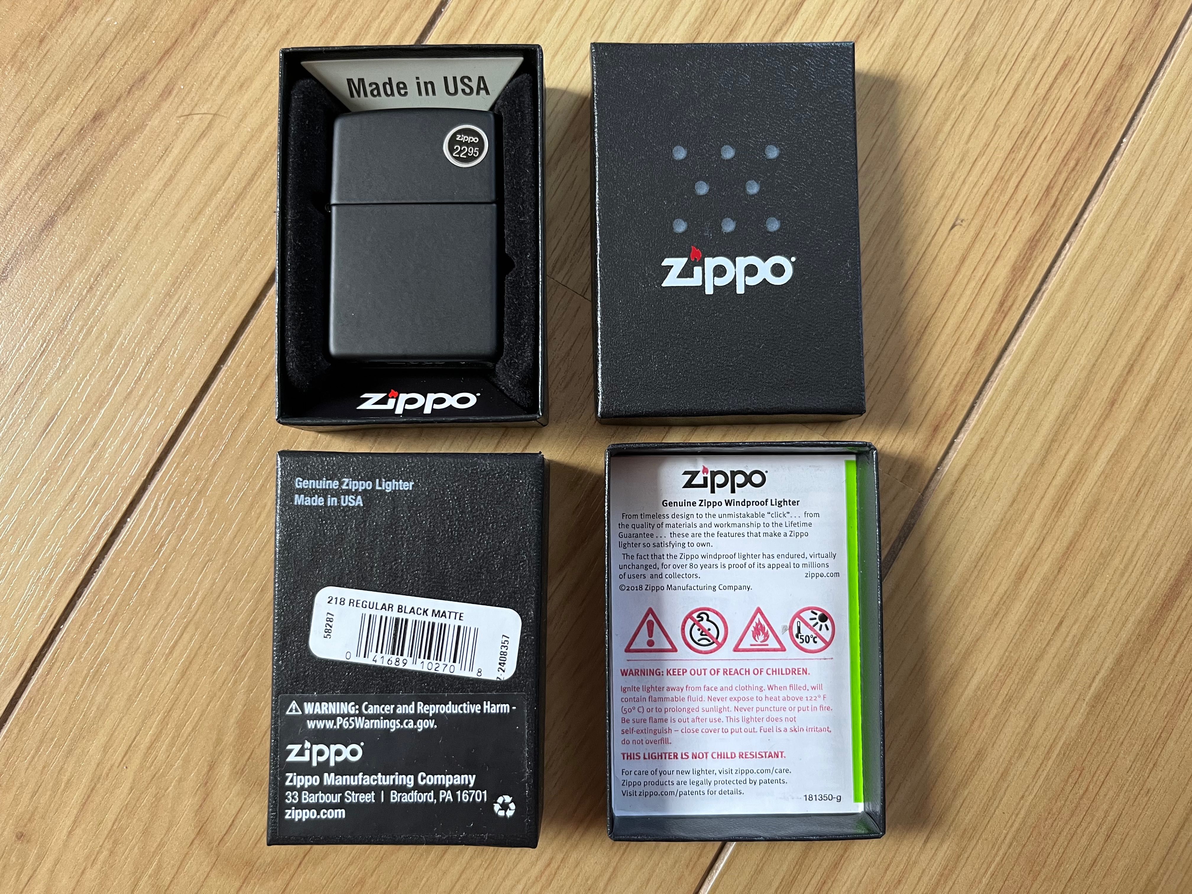 Новый пустой корпус Zippo Regular Black Matte 218 из США, без инсерта!