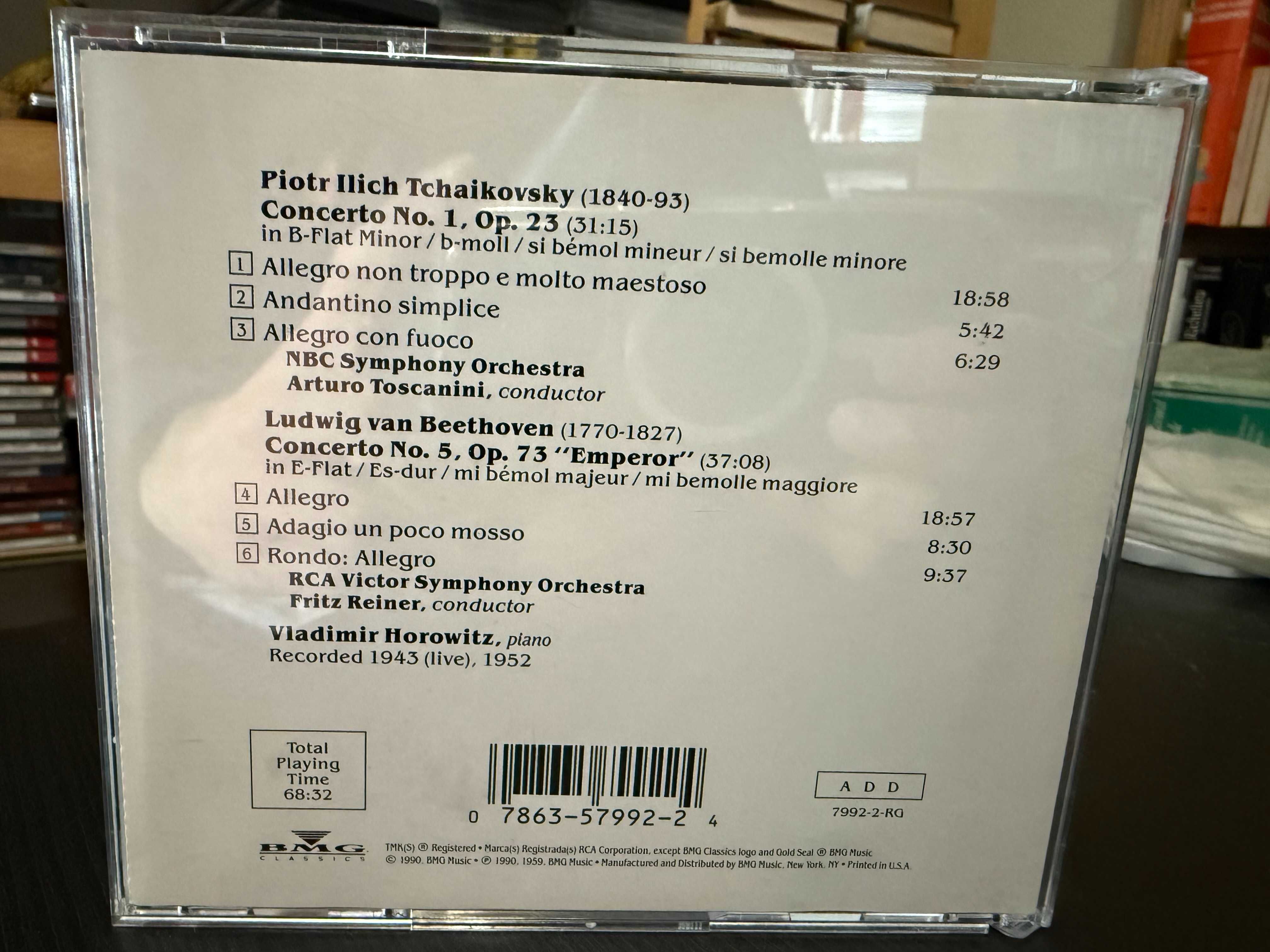 Tchaikovsky, Beethoven – Piano Concertos N. 1 & 5 "Emperor" – Horowitz