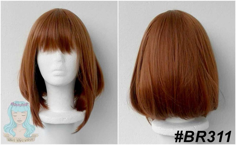 Uraraka brązowa ruda peruka z grzywką Boku no hero academia wig bnha