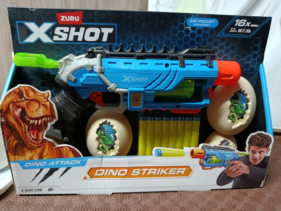 Pistola Lançadora X-SHOT Dino Striker (ZURU) - NOVO - 16 Dardos