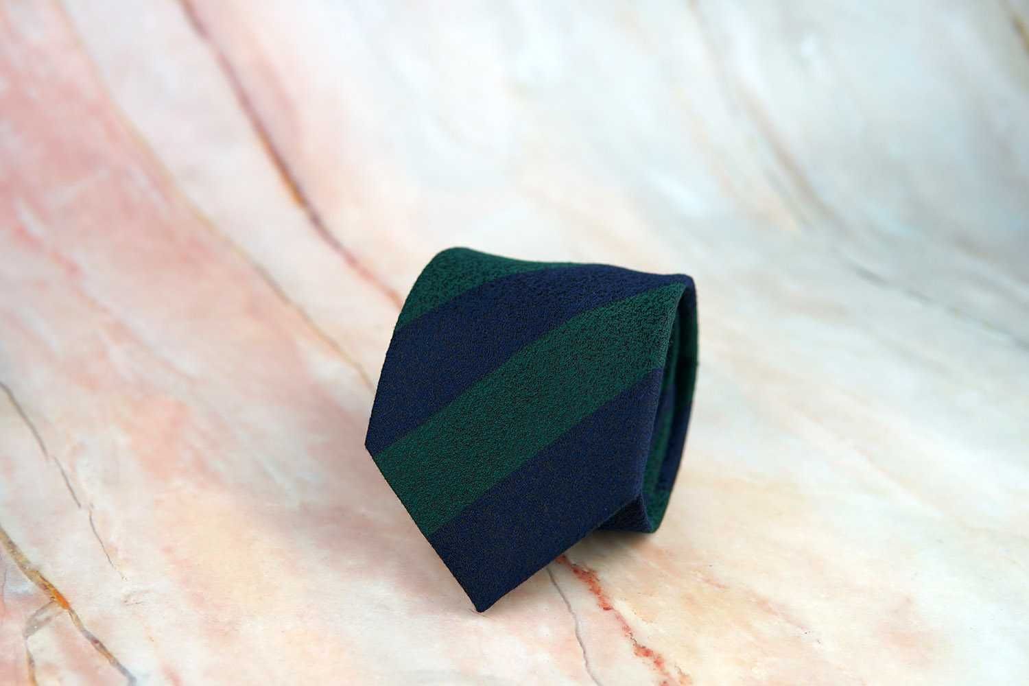 NOWY krawat regimental granatowo-zielony 8cm zieleń szeroki pasy ślub