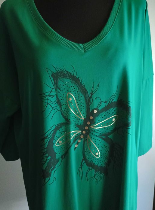 Zielona bluzka z motylem duży oversize WAWA