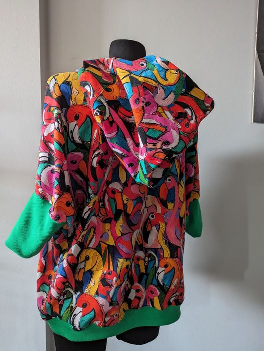 Auri&Lili nowa wiosenna bluza oversize kolorowe flamingi L 40