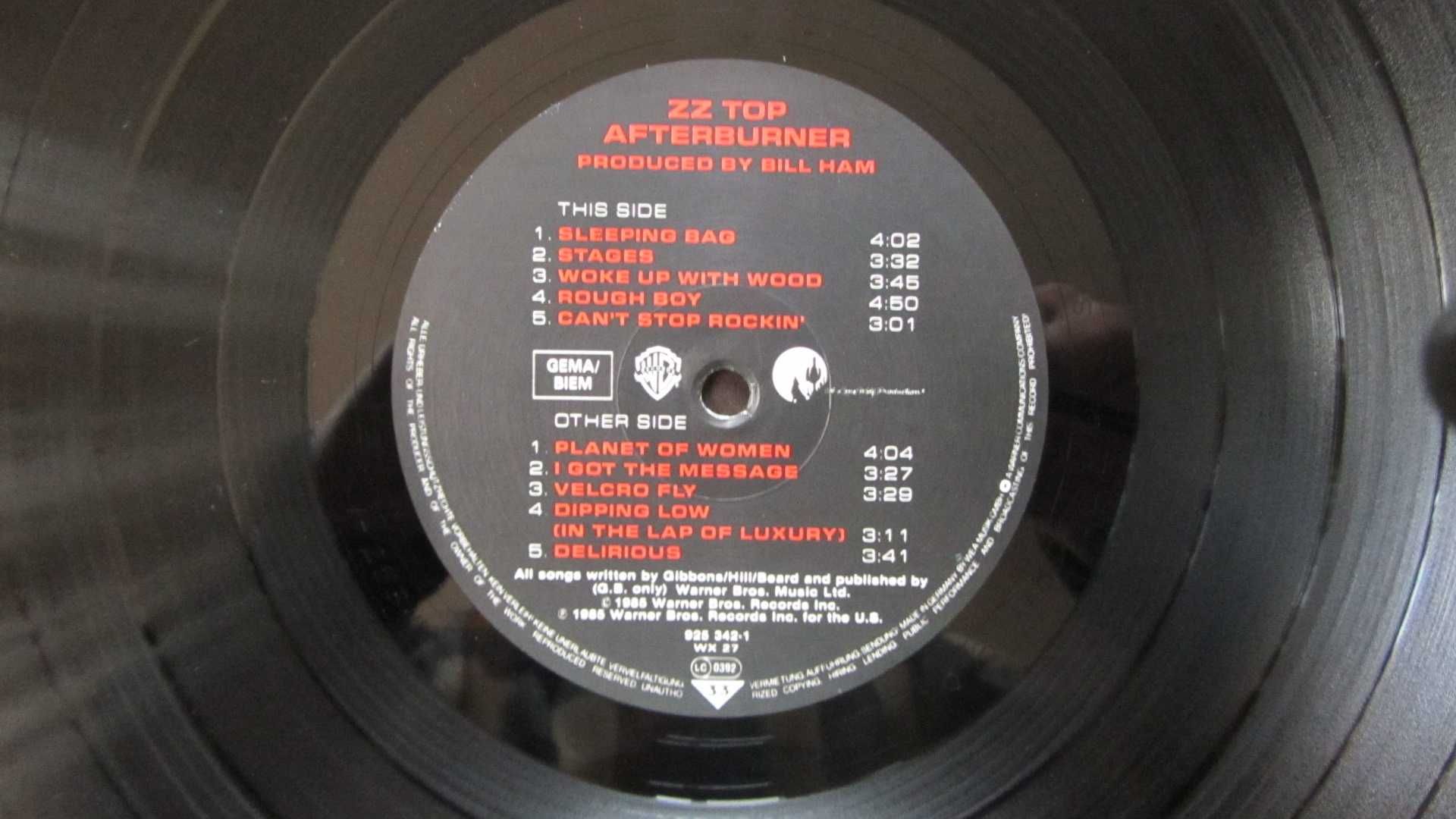 Фірмові платівки ZZ Top альбом 1985 року