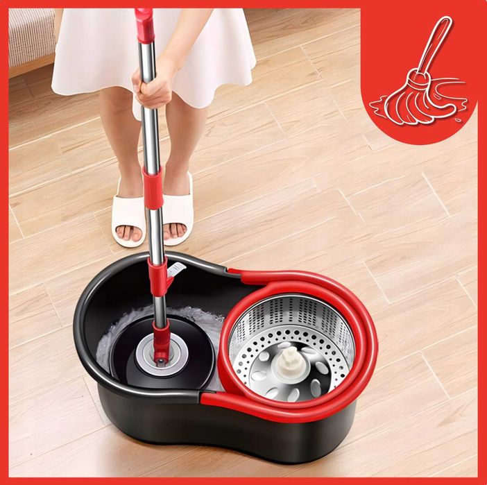 MOP OBROTOWY ROTACYJNY Z WIADREM dwukomorowym wkłady+gratis gąbki