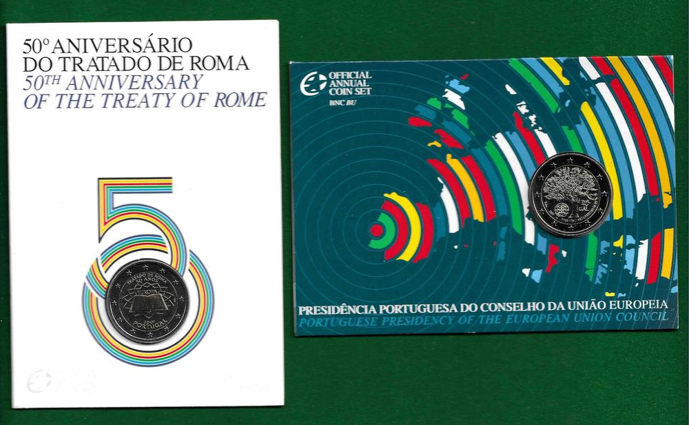 6 Moedas de 2 Euros em carteira (BNC)