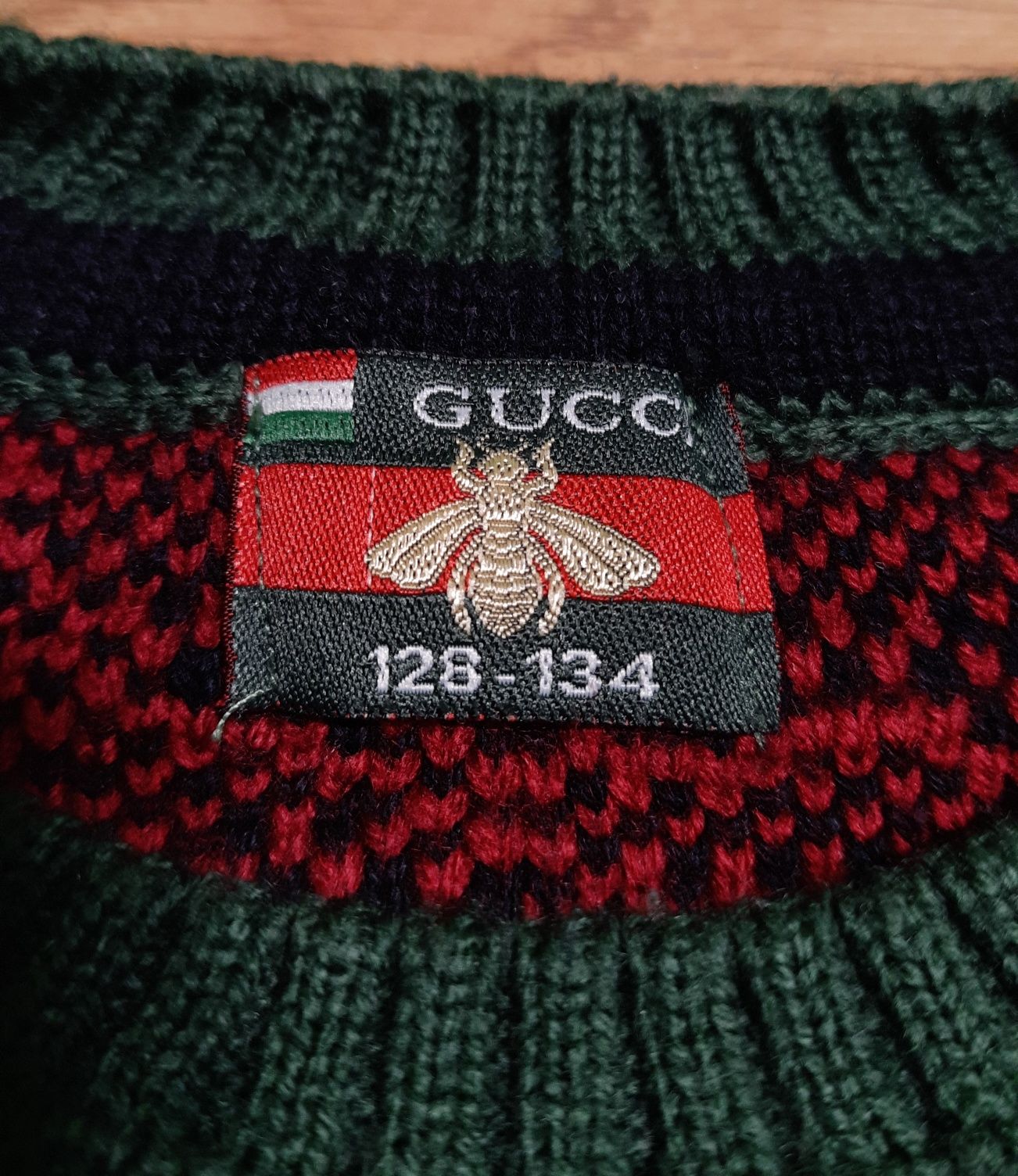 Sweter Gucci 128-134 Bordowo Zielony
