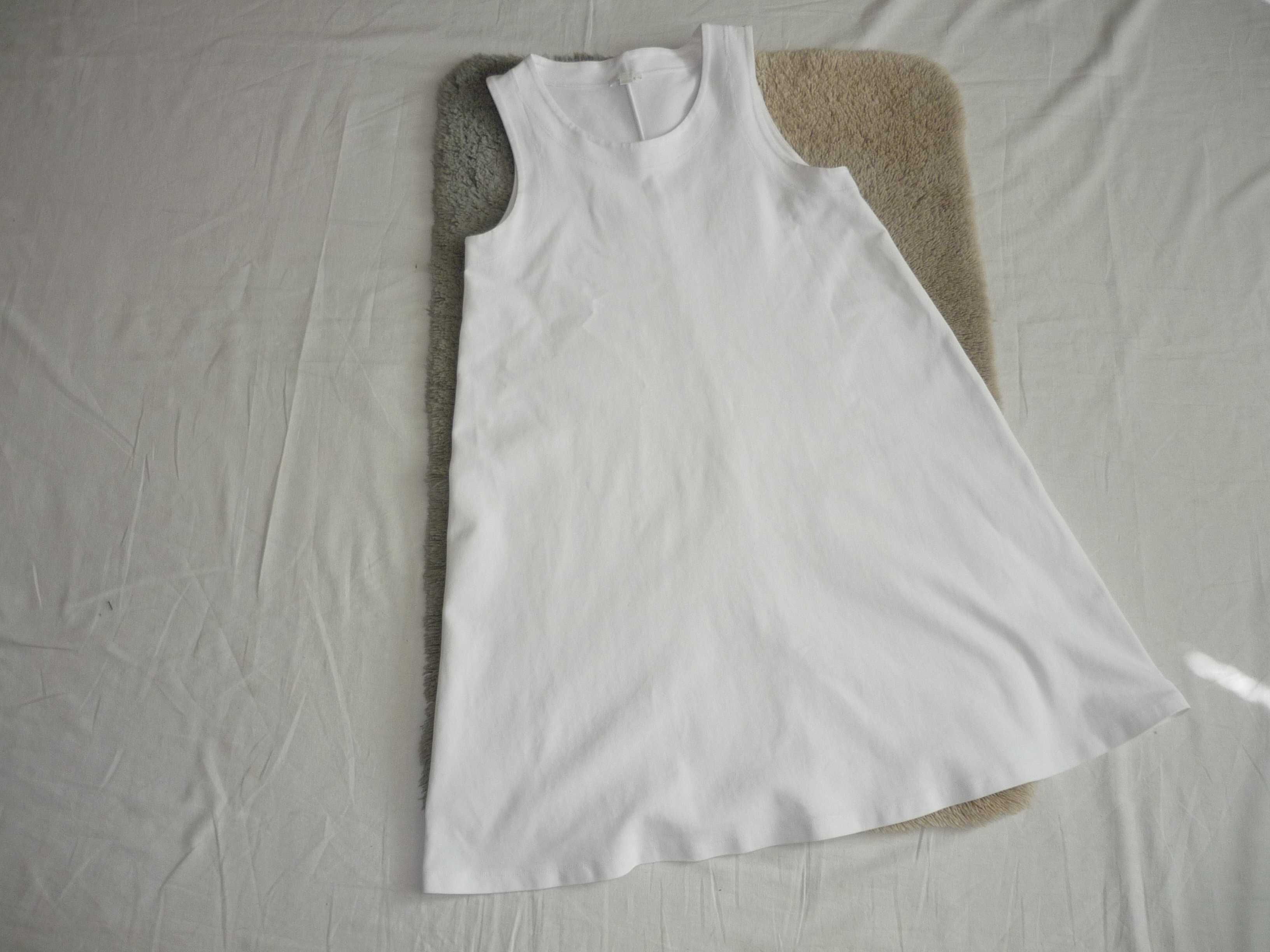 COS біле літнє плаття трапеція бавовна еластан летнее платье