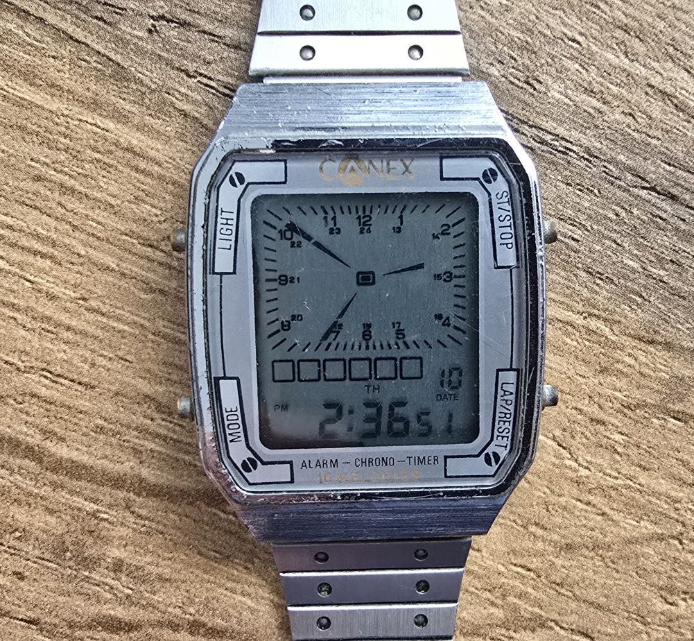 Zegarek Canex alarm chrono timer vintage LCD