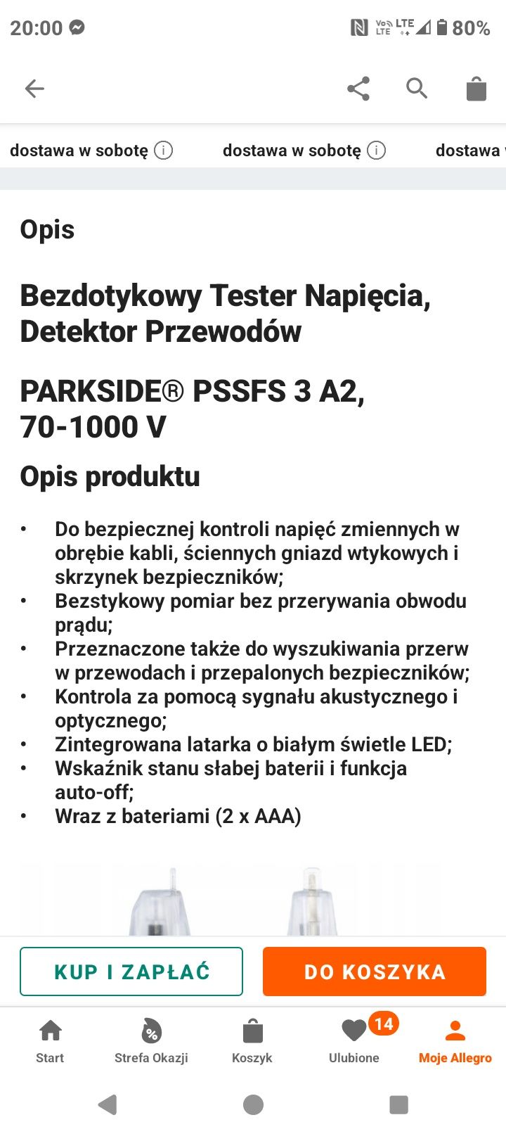 Bezdotykowy tester napięcia, detektor przewodów Parkside