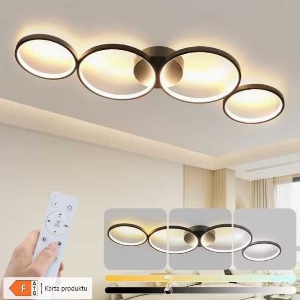 Światło sufitowe LED do salonu, czarno-białe /88cm