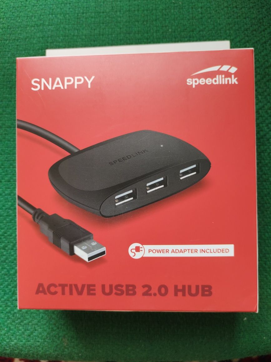 Активный usb-хаб 2.0 ,Speedlink, адаптер питания в комплекте . Новый .