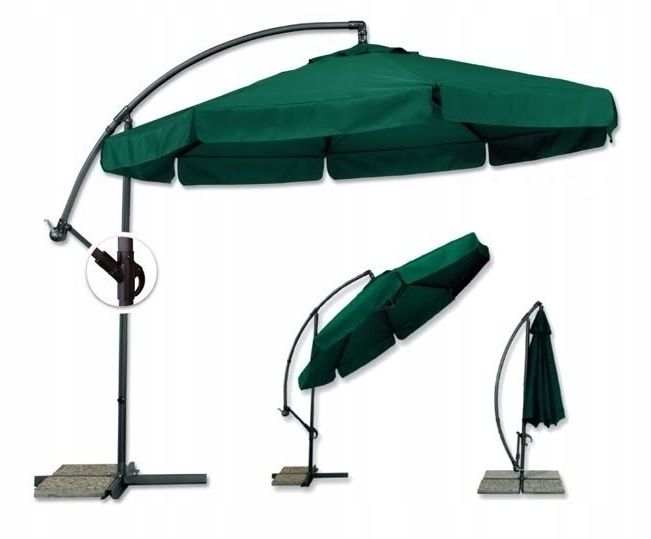 Parasol Ogrodowy MOCNY 8 segmentów 350cm Beżowy Regulowany