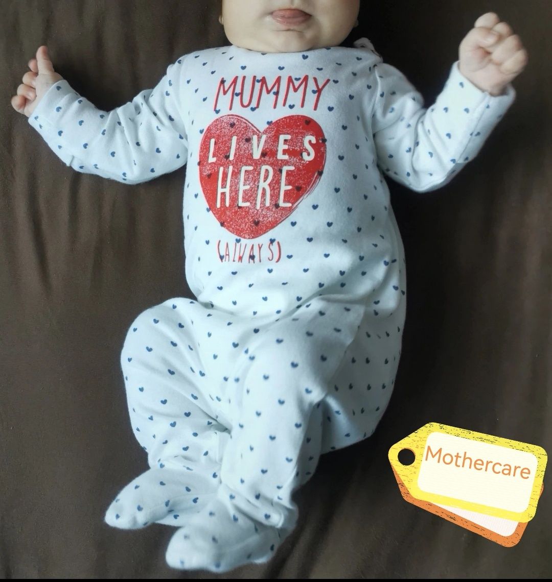 2c pajac pajacyk piżamka Next Mothercare 56 62 uniseks serce mama love