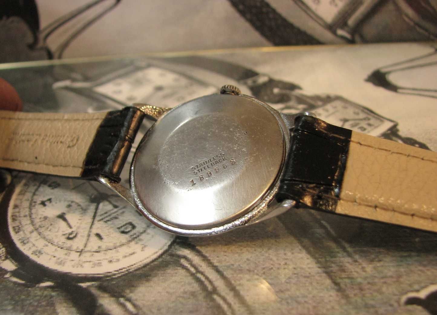 Zegarek WW2 TECHNOS AS Schild  Piękny model Krab. 15 Jewels Swiss