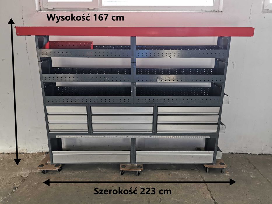 Regały szafki półki do busa zabudowa serwisowa warsztat WURTH ZESTAW