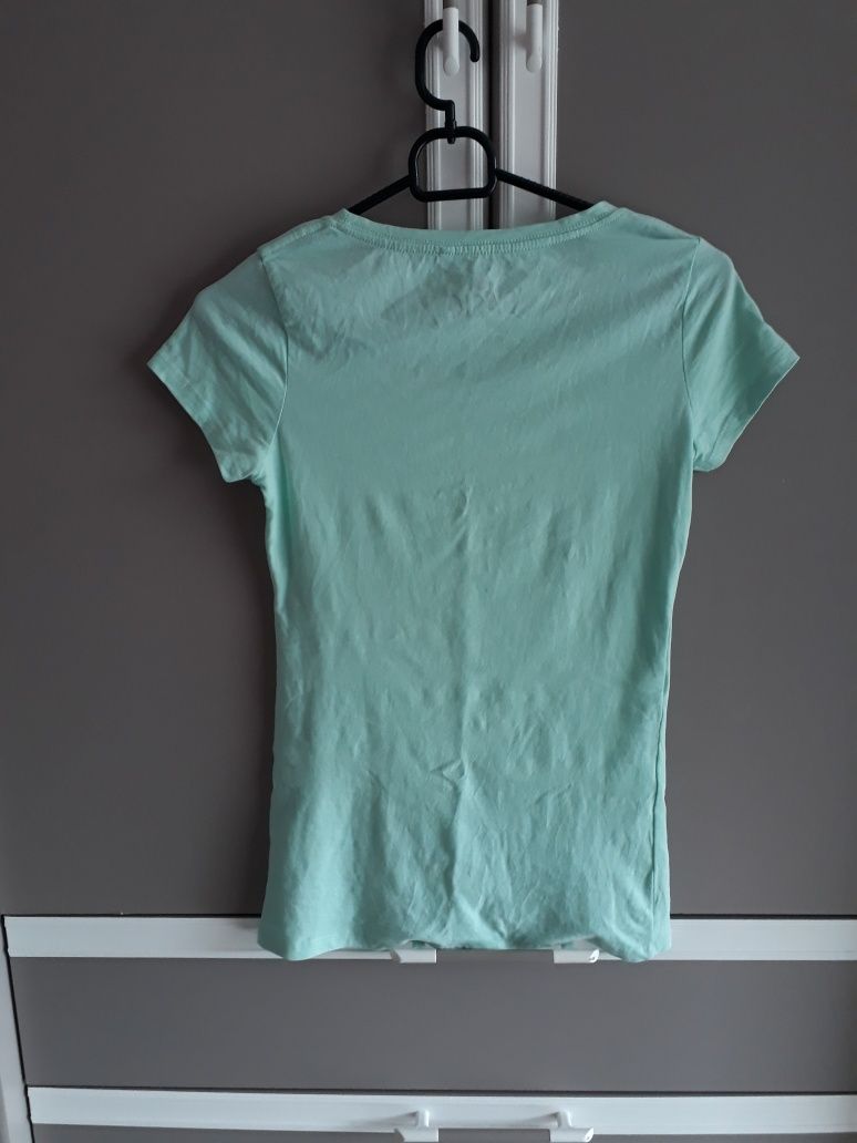 Bawełniany t-shirt koszulka damska rozmiar XS jasnozielona miętowa
