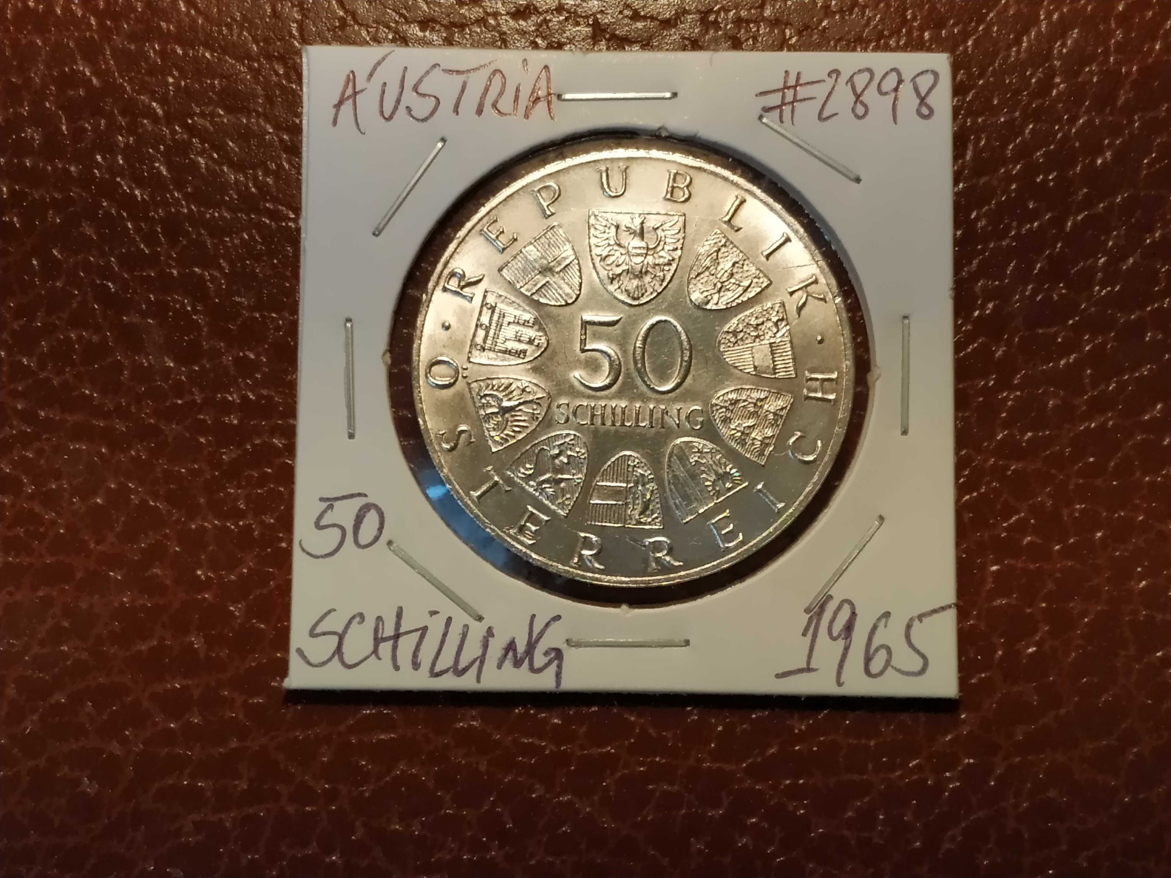 Áustria - moeda em prata de 50 schilling de 1965 Universidade Viena
