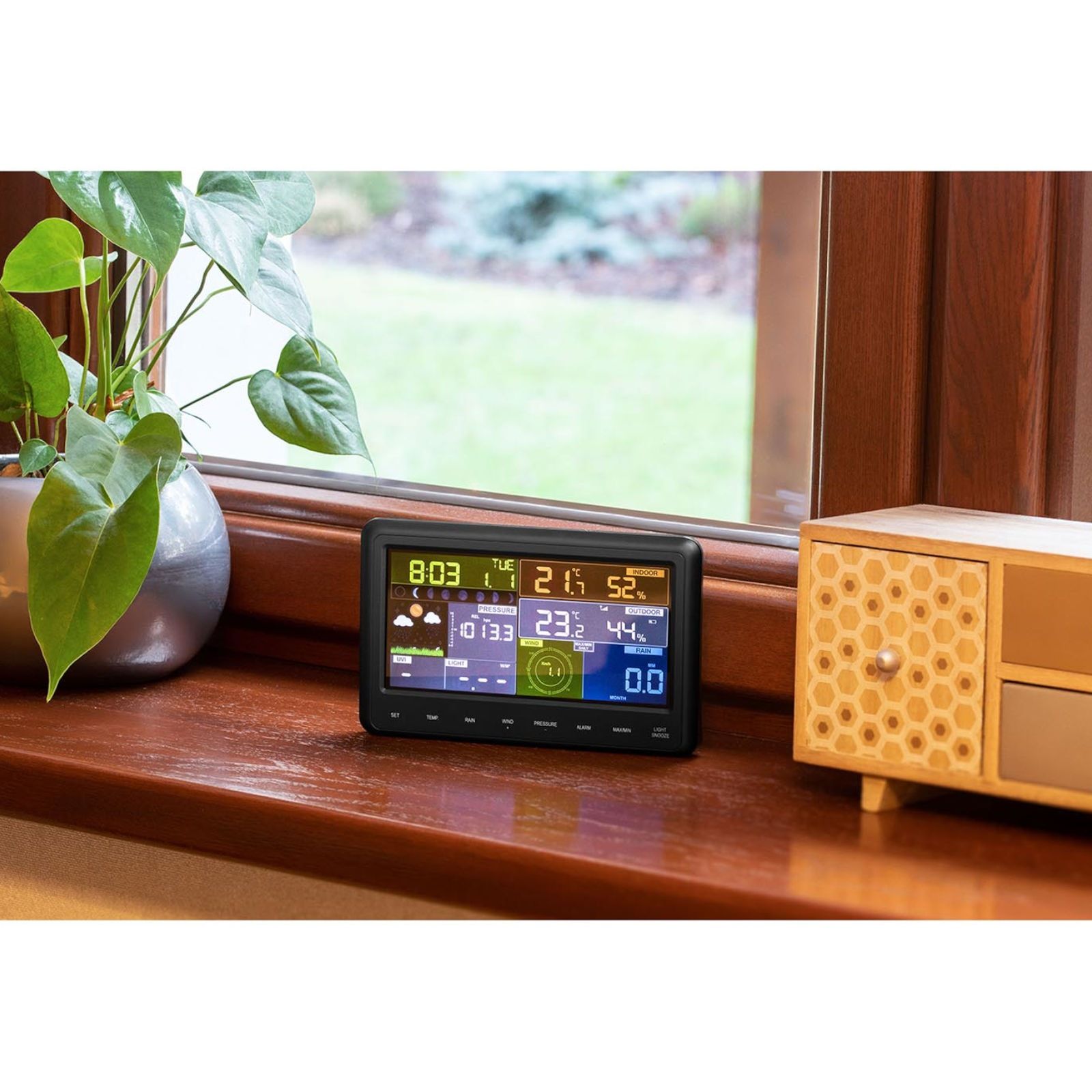 bezprzewodowa stacja meteorologiczna pogodowa solarna lcd wifi 100m